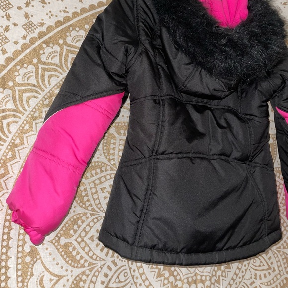 ✨HP✨ GIRLS “PROTECTION SYSTEM” BLACK/PINK/WHITE SNOW HOODED JACKET, SIZE 10/12 - Picture 5 of 11